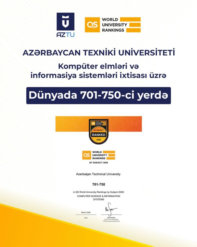 Azerbaijan Technical University (AzTU) has achieved a significant success in international rankings.